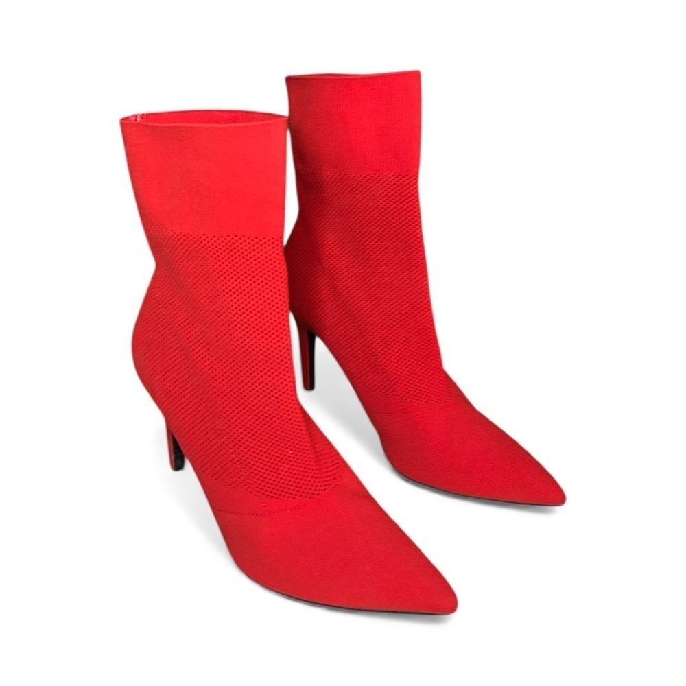 Brash Women's Xaya Red Mid-Calf Pointed Toe Stiletto Sock Boots - 6.5